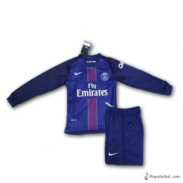 Camiseta Paris Saint Germain Replica Primera Ropa ML Niños 2016/17 Azul